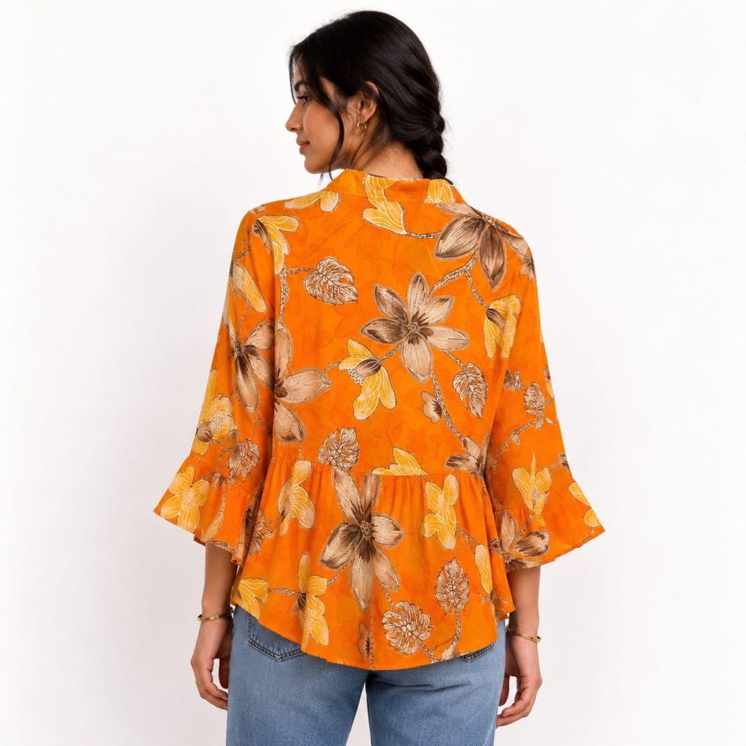 Orange Floral Top image 3