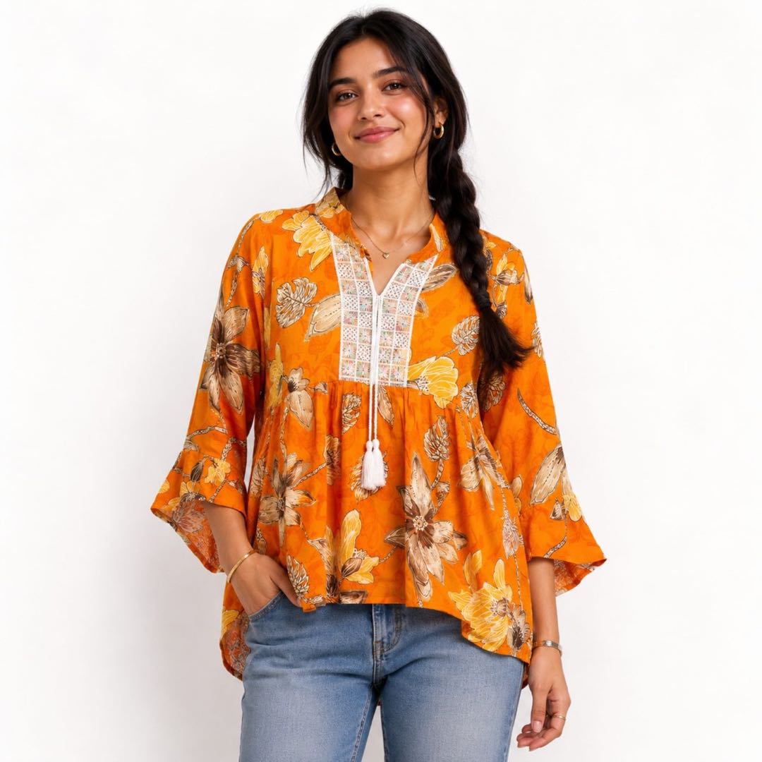 Orange Floral Top