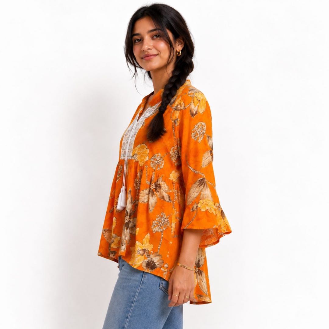 Orange Floral Top image 2